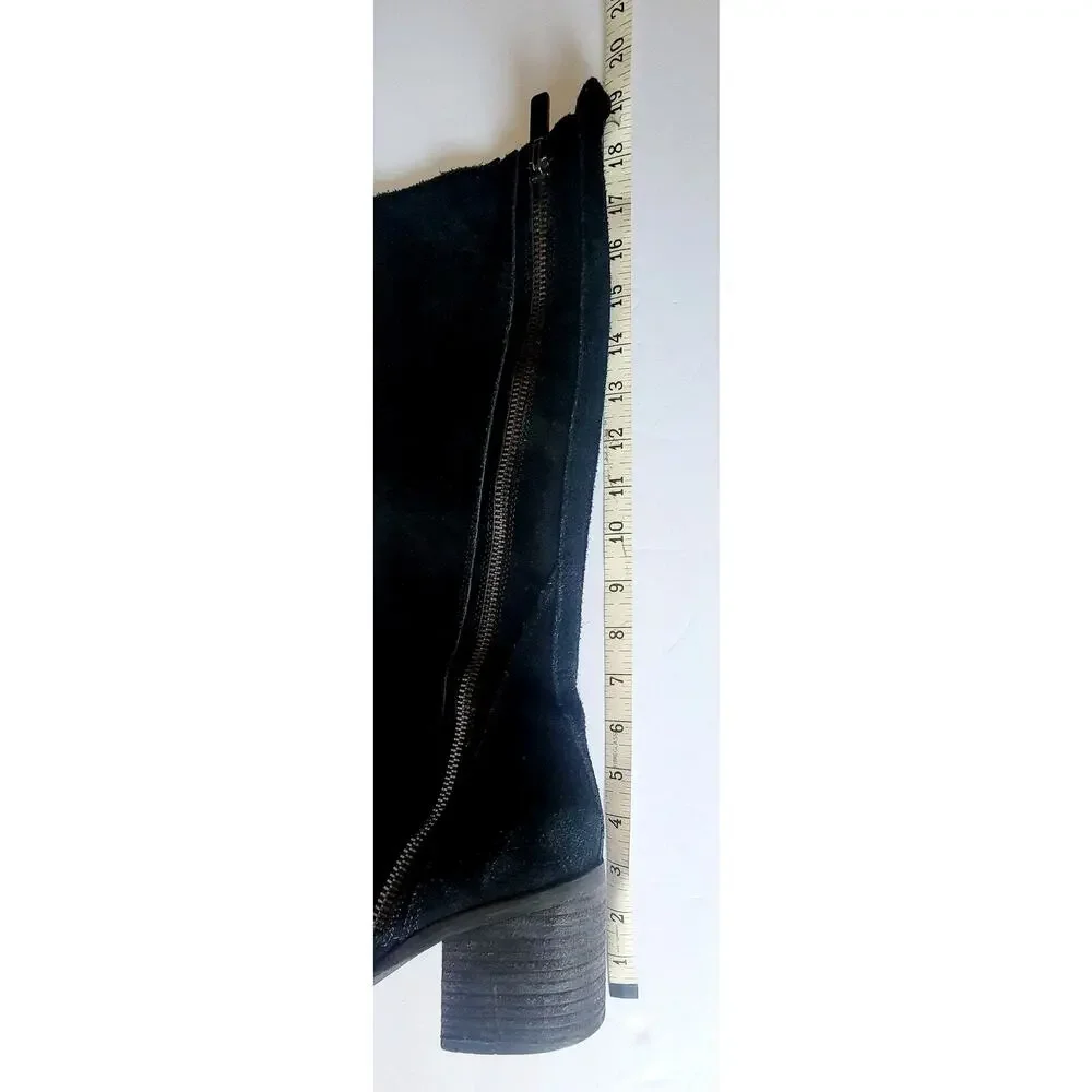 Carlos Santana Ashbury Black Faux Suede Knee High Boho Festival Boots 10
